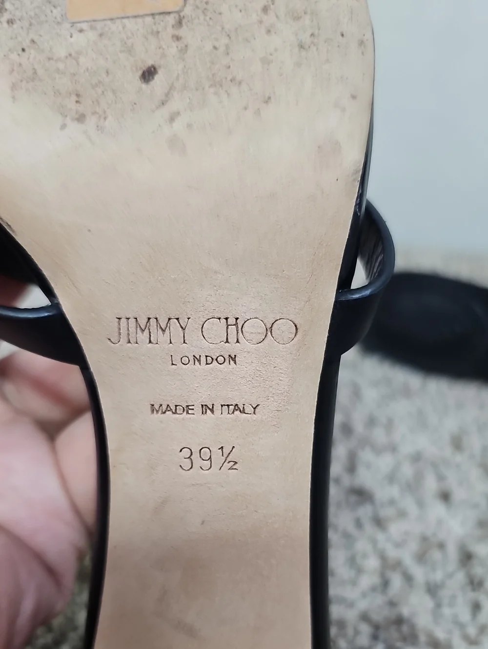 JIMMY CHOO STUDDED LEATHER SLIDES BFPM-07-203